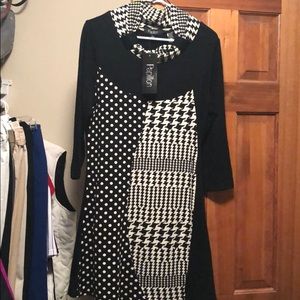 Boutique black and white sweater dress